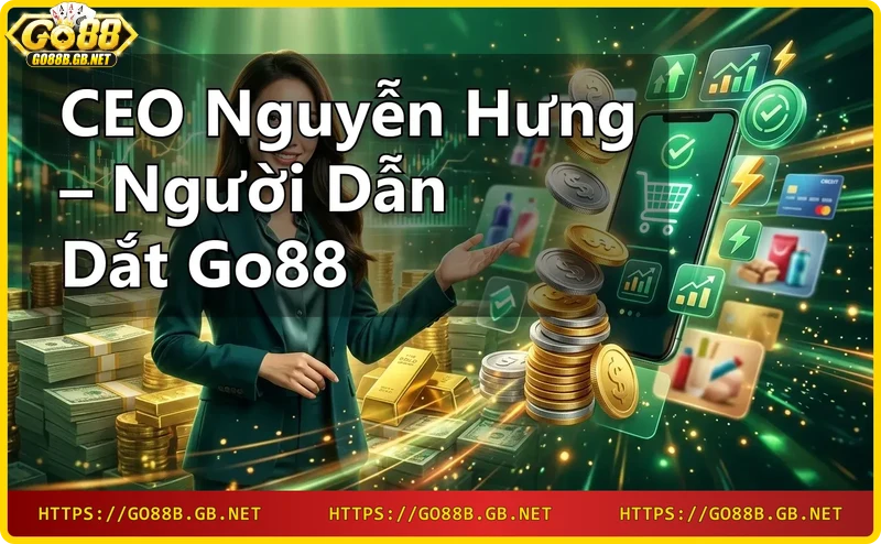 CEO Nguyễn Hưng thuyết trình chiến lược phát triển Go88 trong phòng họp hiện đại