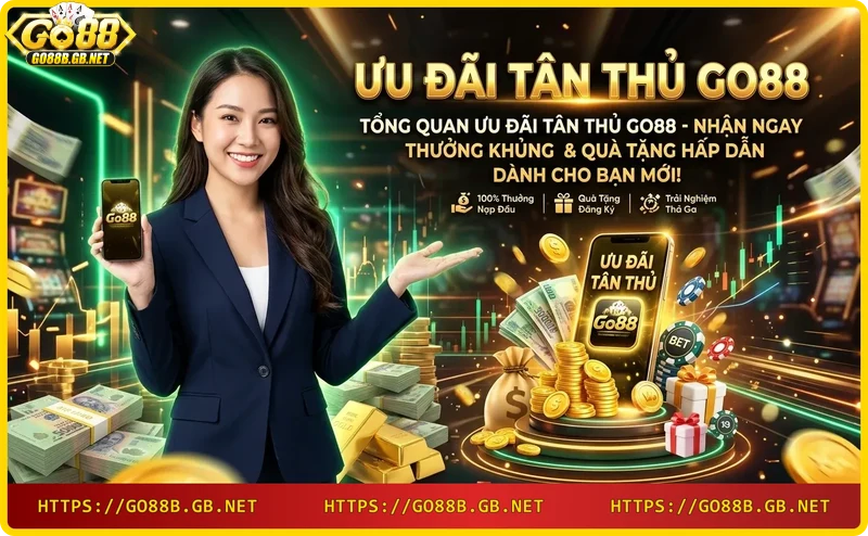 Cổng game Go88 với các biểu tượng game và tiền thưởng