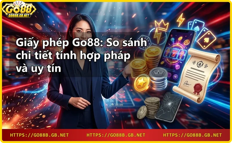 Kính lúp kiểm tra giấy phép Go88 phát sáng trên nền tối sang trọng
