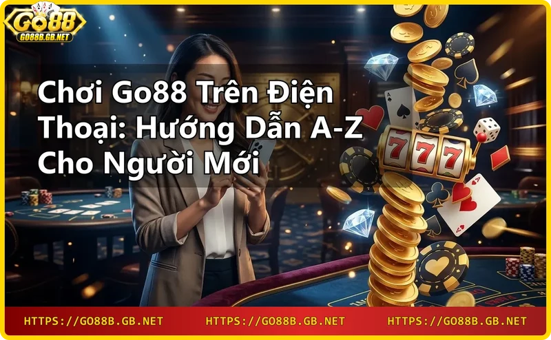 Người phụ nữ chơi Go88 trên điện thoại tại nhà