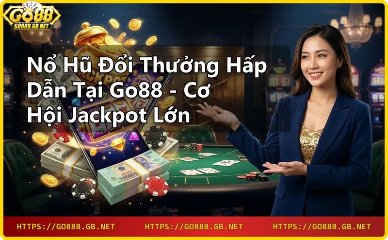Vòng quay jackpot nổ hũ đổi thưởng với biểu tượng slot và tiền xu vàng